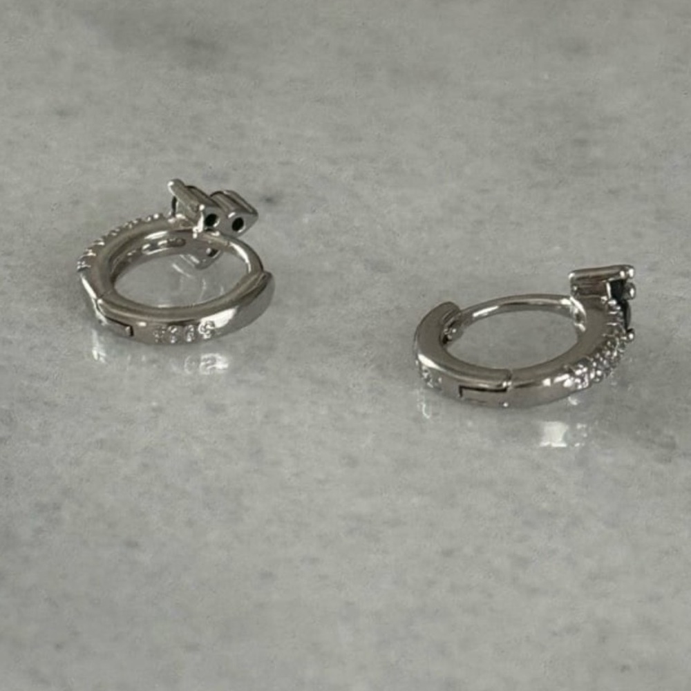 COPY - Sterling Silver Black Crystal Flower Small Huggie Hoop Earrings
Brand… - Picture 5 of 5